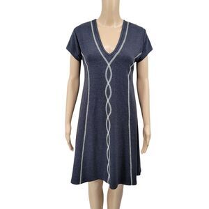 Laura Hlavac DNA Cap Sleeve Midi Dress in Charcoal Stretch Cotton T-shirt Large